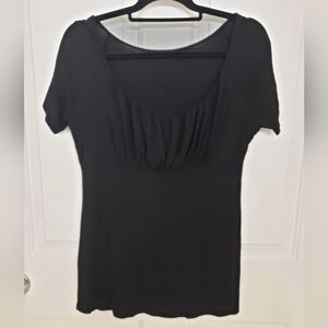 Patty Boutik Black Tee With Gathered Bust